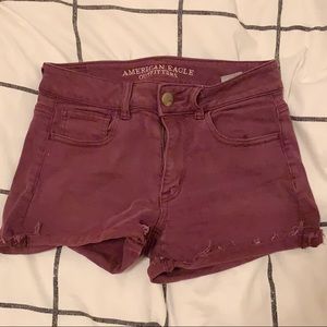 American Eagle Maroon Rough Hem Shorts
